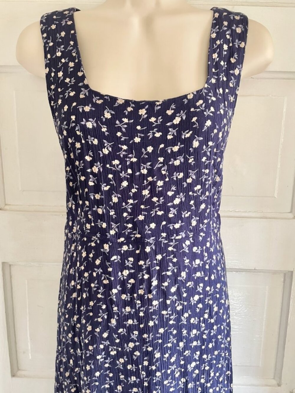Vintage 90s Rabbit Rabbit Rabbit Blue Floral Maxi Dress 14 (M) - Picture 2 of 10